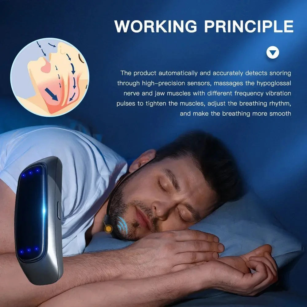 Pulse Stop Snore Portable Comfortable Sleep Well Stop Snore Health Care Sleep Apnea Aid USB Smart Anti Snoring Device